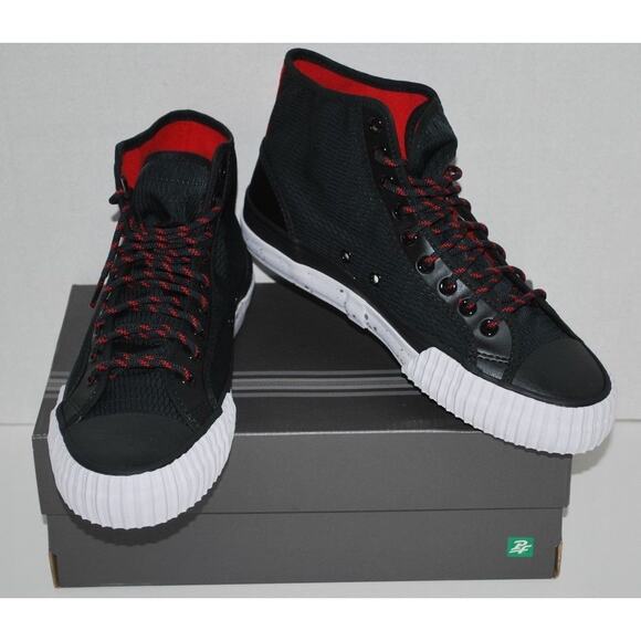 NIB PF Flyers Center Hi Ripstop Sneakers Black & Red Womens 6.5 - Picture 1 of 5